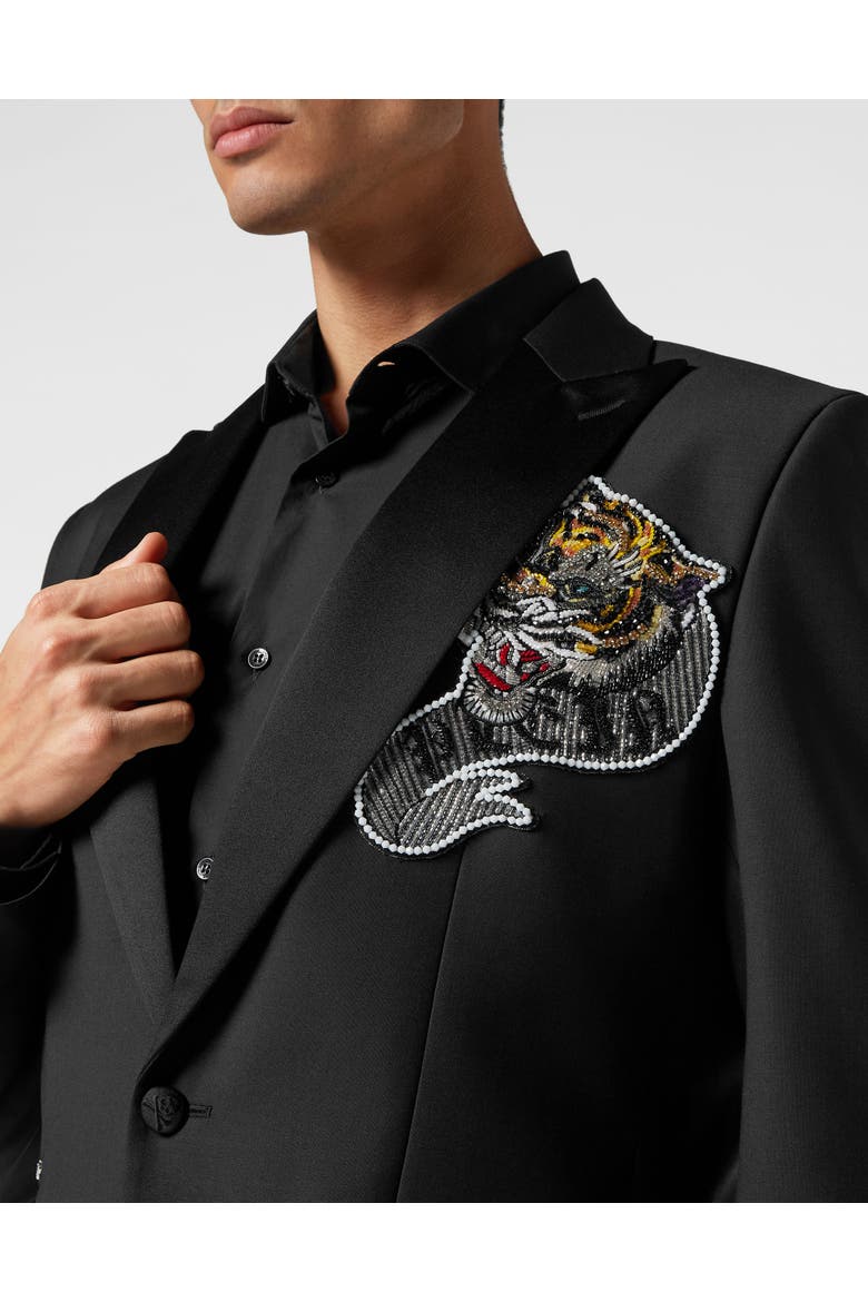 One-Button Blazer Slim Fit Tattoo Men, Alternate, color, black