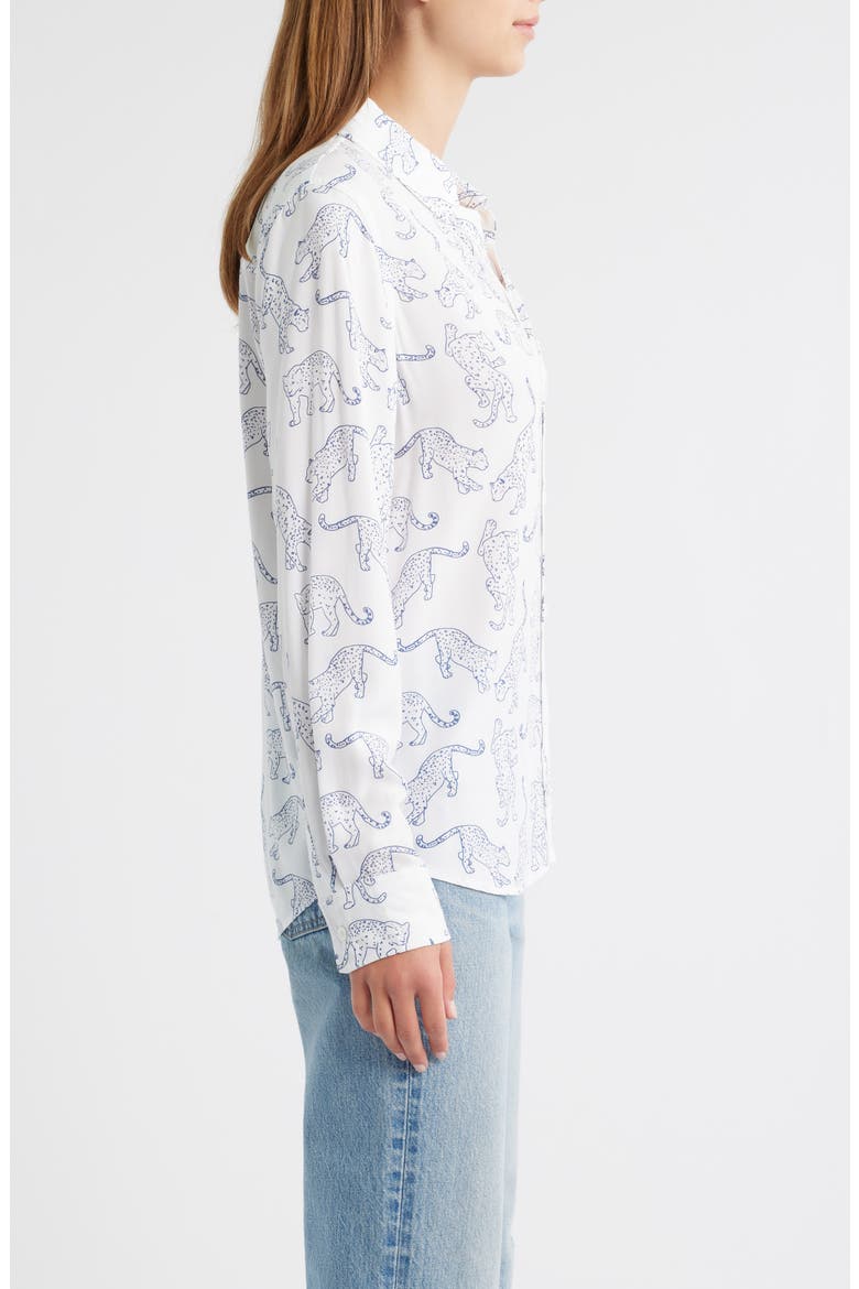 Kathryn Print Button-Up Shirt, Alternate, color, COBALT