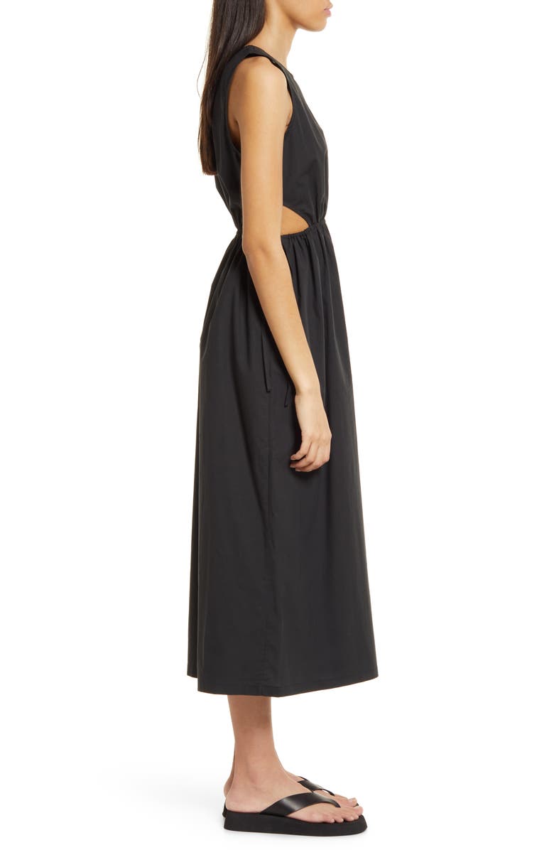 Rails Yvette Cutout Organic Cotton Blend Midi Dress, Alternate, color, Black