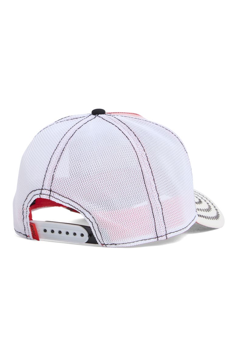 Golden Calf Mesh Trucker Hat, Alternate, color, BLACK/WHITE/ RED