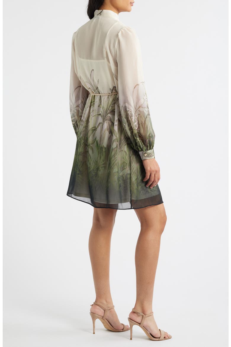 Pleated Long Sleeve Shirtdress, Alternate, color, IVORY MULTI