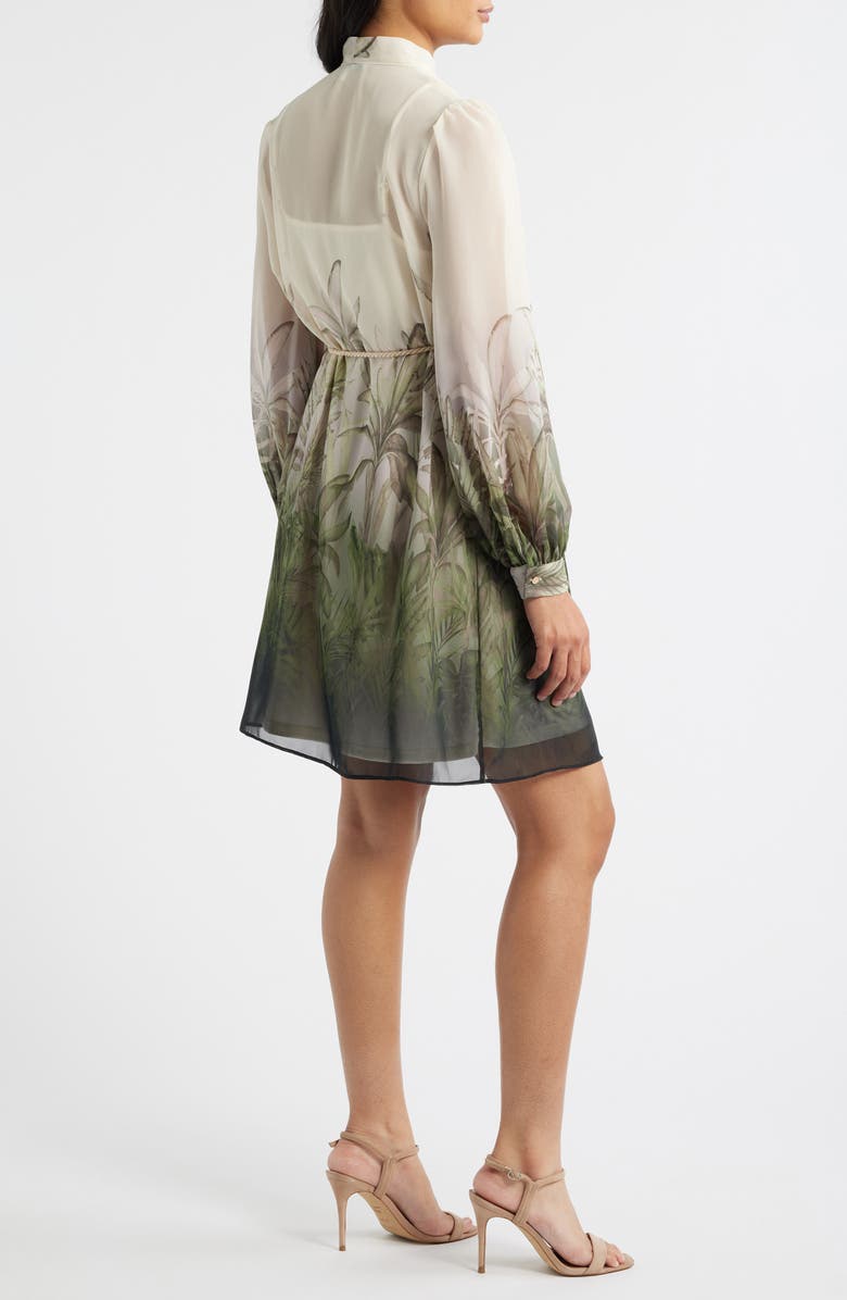 Julia Jordan Pleated Long Sleeve Shirtdress, Alternate, color, Ivory Multi