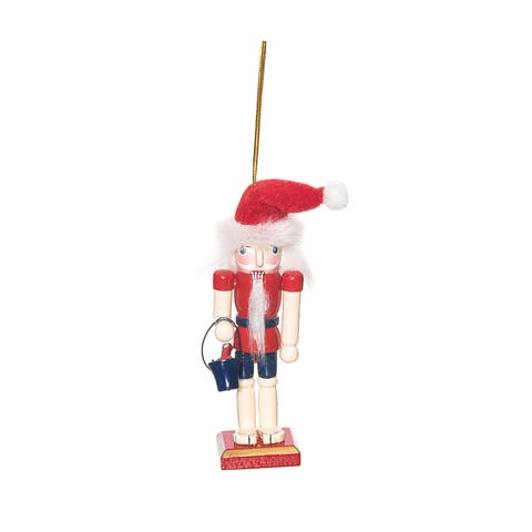 Nutcracker in Xmas Hat W/Bucket Christmas Tree Ornament