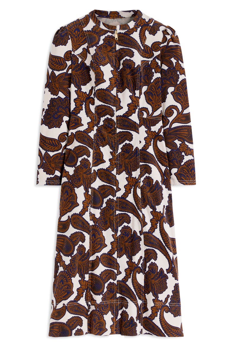 Una Paisley Corduroy Midi Dress, Alternate, color, ALMOND MILK PAISLEY BOUQUET