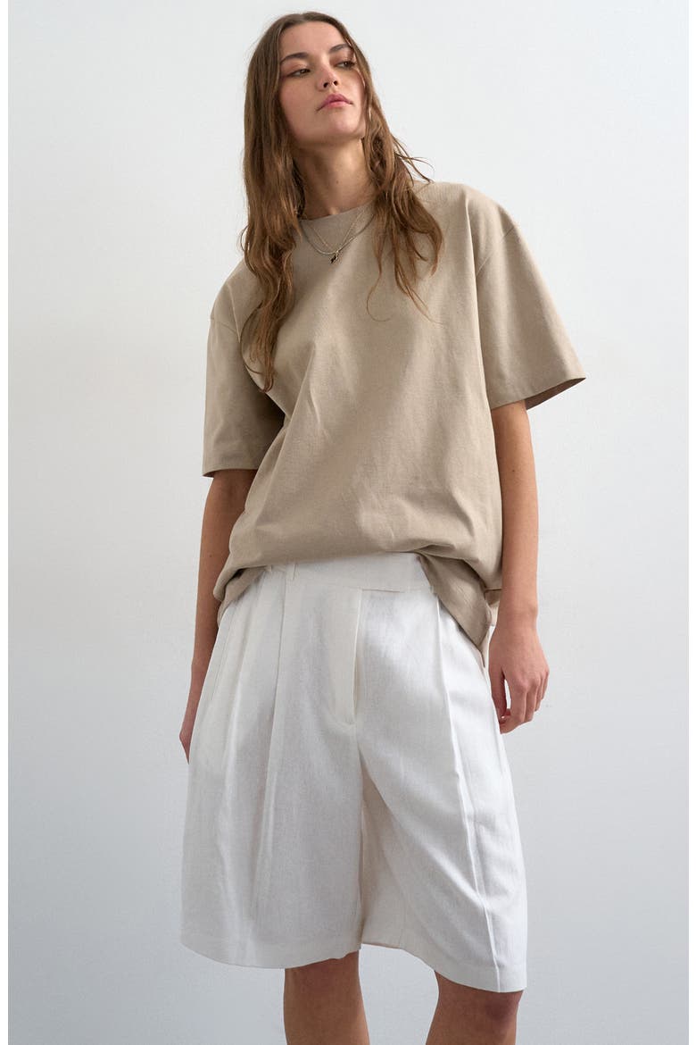 Linen Blend Bermuda Shorts, Alternate, color, ECRU