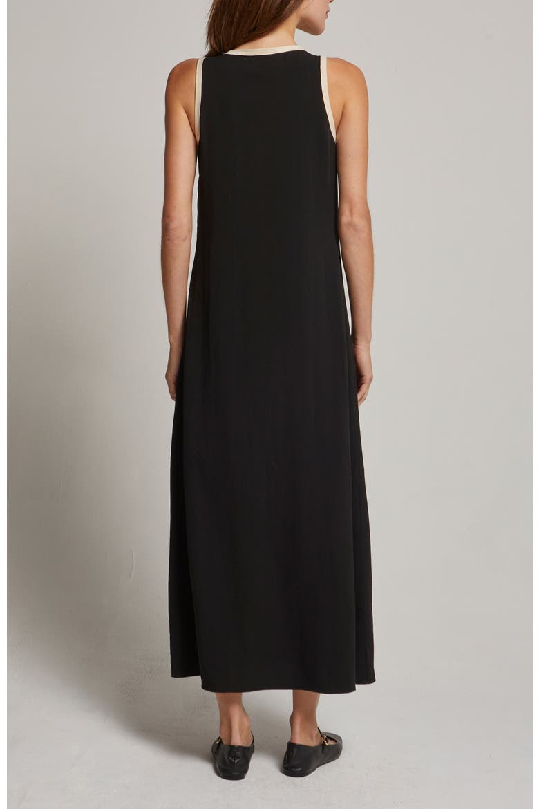 Suede Trim Chiffon Maxi Dress, Alternate, color, Black