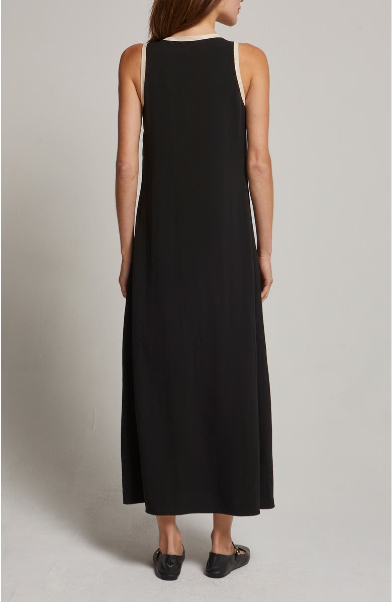 CRESCENT Suede Trim Chiffon Maxi Dress, Alternate, color, Black