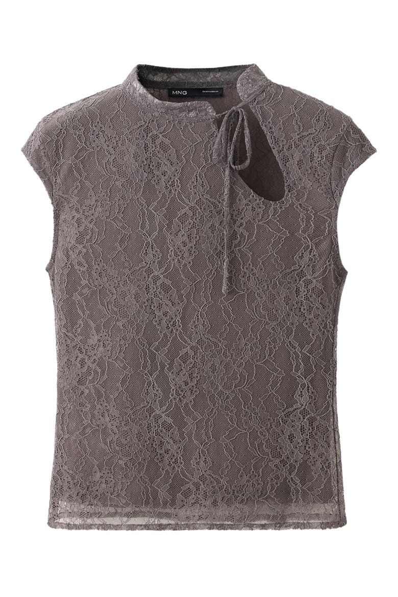 Bow Lace Top with Cut-Out Detail, Main, color, GREY