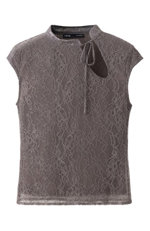 Bow Lace Top with Cut-Out Detail