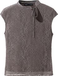 MANGO Bow Lace Top with Cut-Out Detail