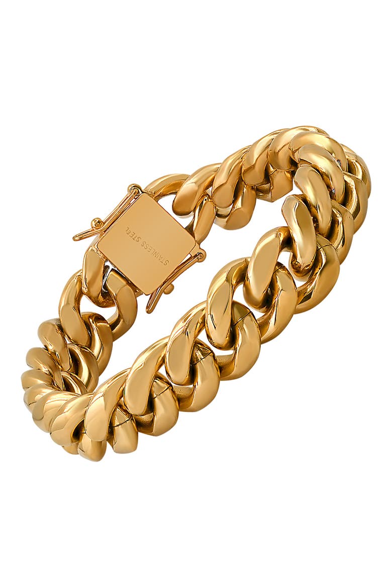 Men's Cuban Chain Bracelet, Alternate, color, GOLD