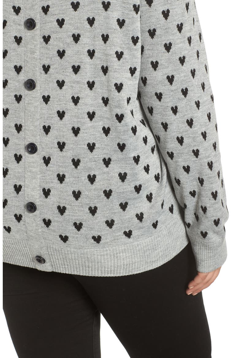 Button Back Heart Sweater, Alternate, color, GREY/ BLACK