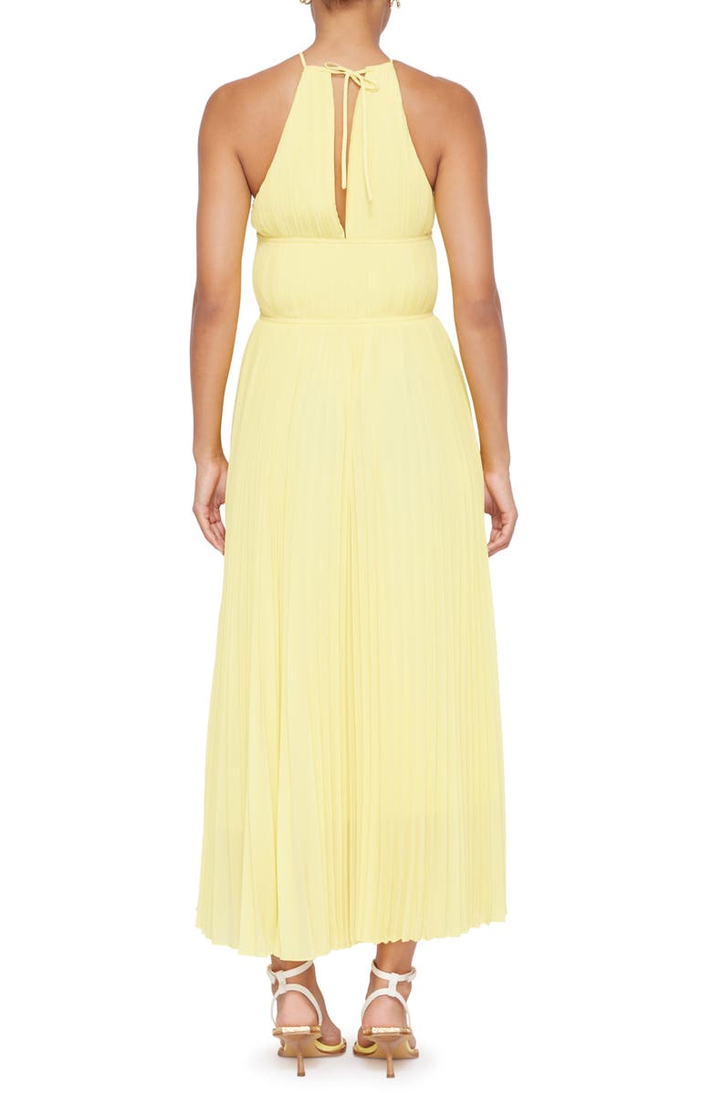 Simkhai Carli Halter Neck Plissé Dress, Alternate, color, Limoncello