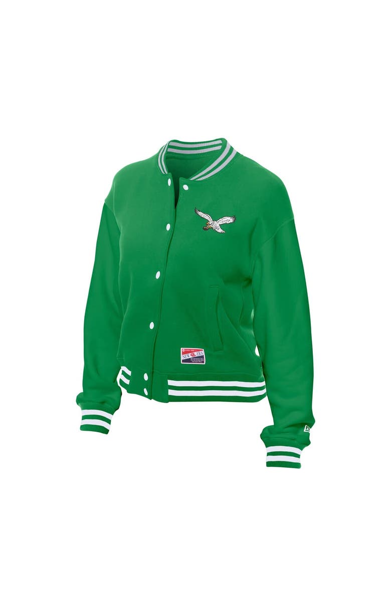New Era Women's New Era  Kelly Green Philadelphia Eagles Throwback Fleece Full-Snap Jacket, Alternate, color, Kelly Green