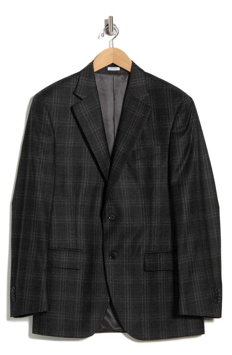 Peter Millar Plaid Wool Sport Coat, Alternate, color, Charcoal