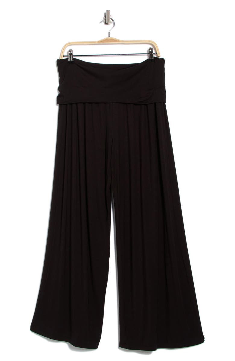Renee C Foldover Jersey Wide Leg Pants, Alternate, color, Black