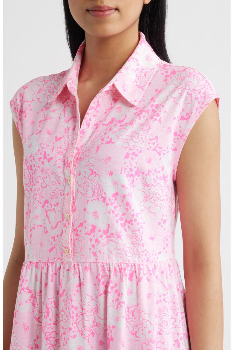 Arley Floral Print Sleeveless Shirtdress, Alternate, color, CONCH SHELL PINK BURST OF JOY