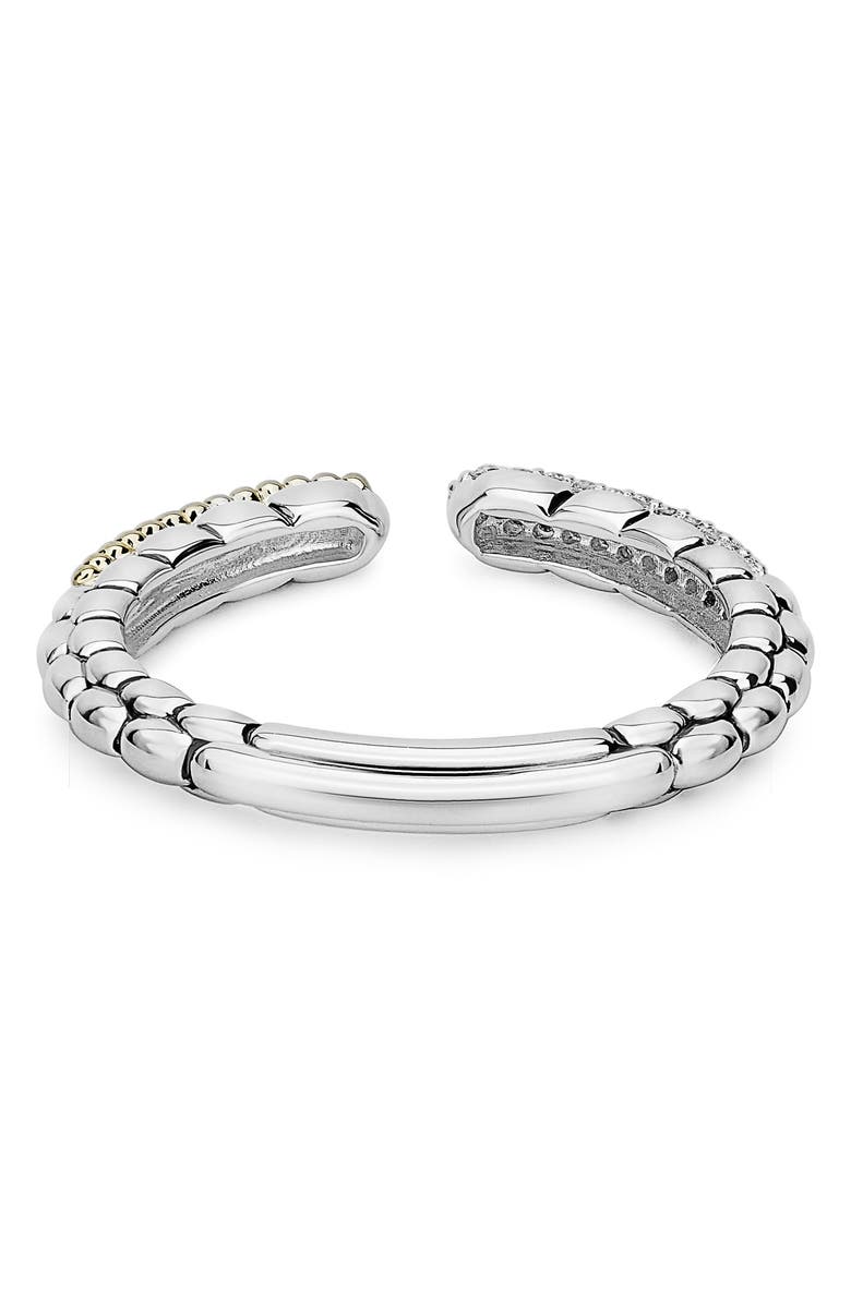 LAGOS Caviar Lux Open Stacking Ring, Alternate, color, Two Tone/ Diamond