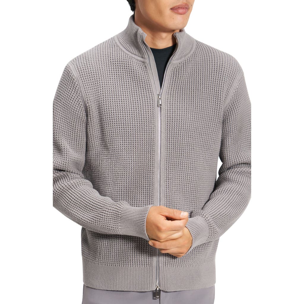Theory Gary Cashton Zip Front Sweater Jacket In Frcgy/ivry