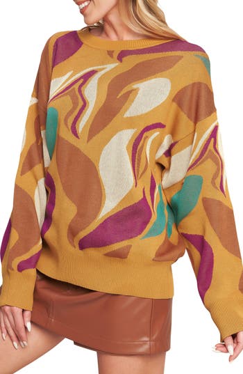 Flying Tomato Jacquard Sweater In Mustard
