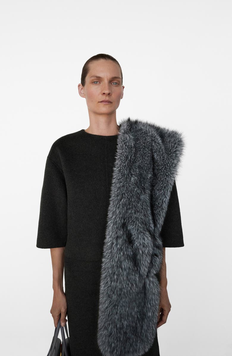 MANGO Selection Boxy Wool Blend Top, Alternate, color, Gray