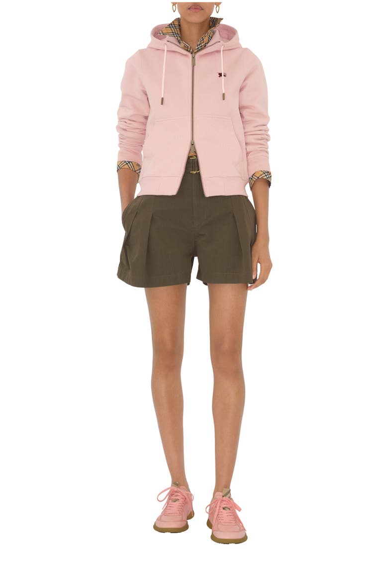 Knight Stamp Cotton Zip Hoodie, Main, color, Bouquet pink