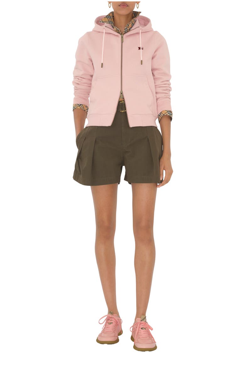 Burberry Knight Stamp Cotton Zip Hoodie, Main, color, Bouquet Pink