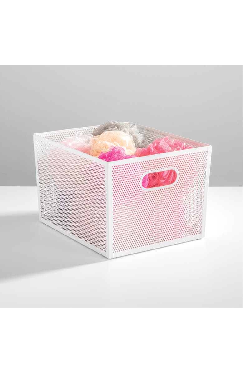 mDesign Perforated Metal Storage Bin with Handles for Pantry - Set of 4 - White, Alternate, color, White