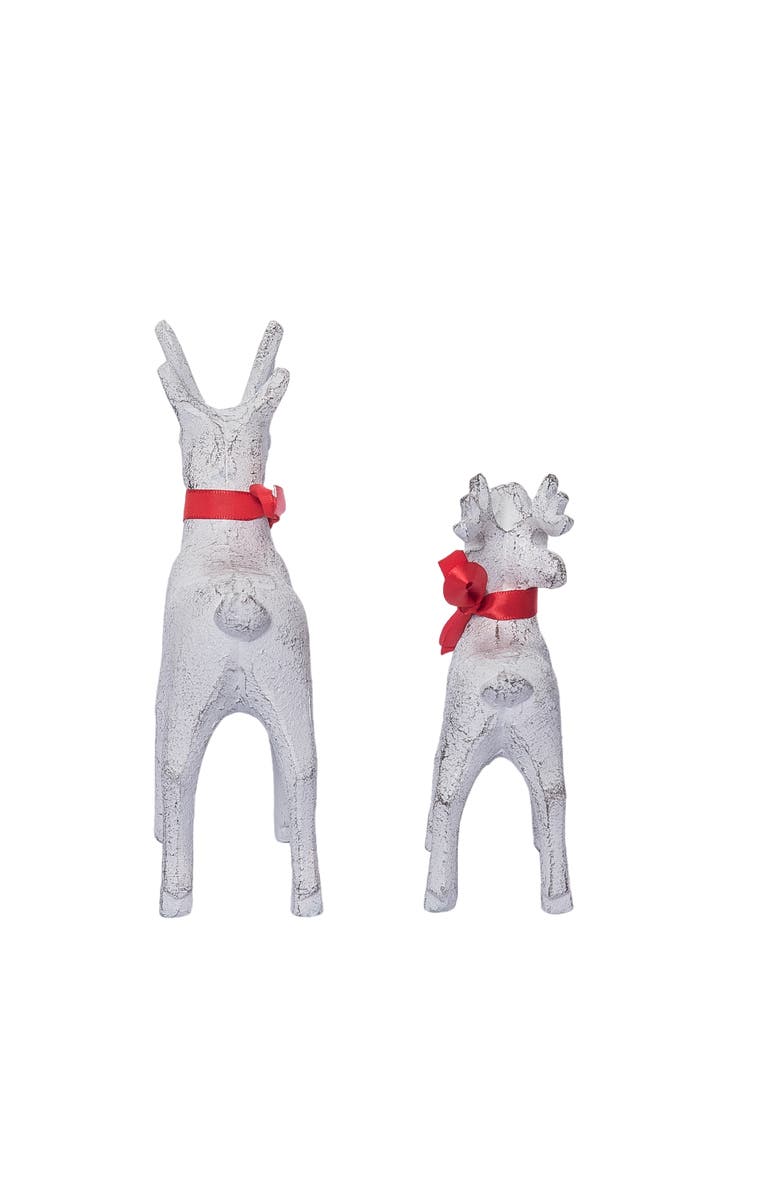 Transpac Off White Metal Reindeer Set of 2 Christmas Decor Figurines, Alternate, color, Off-White