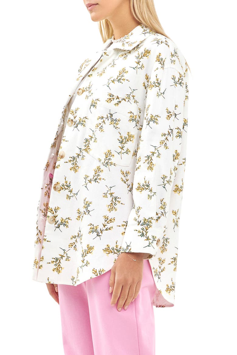 Floral Print Oversize Shirt Jacket, Alternate, color, WHITE MULTI