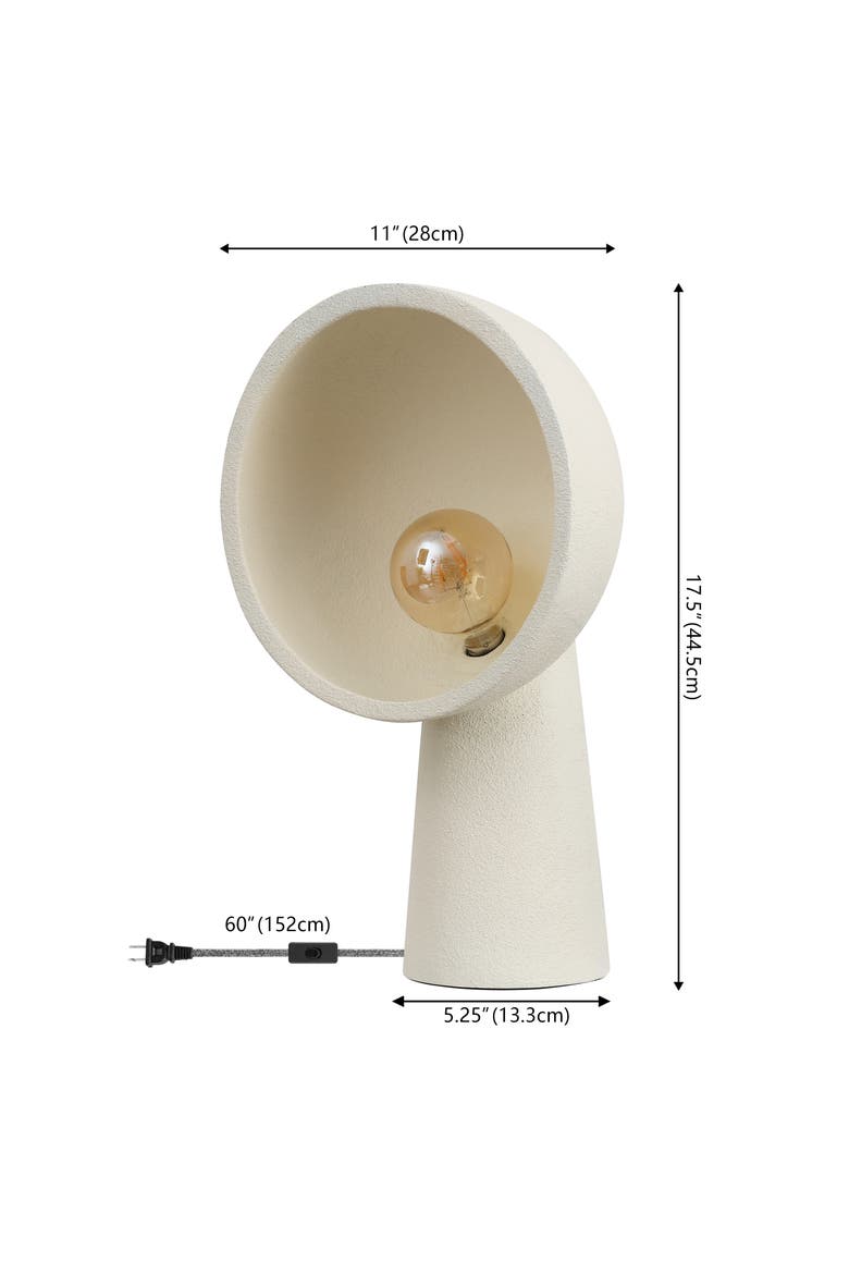 Claude 17.5" Contemporary Minimalist Resin Half-Globe Column LED Table Lamp, Alternate, color, Cream