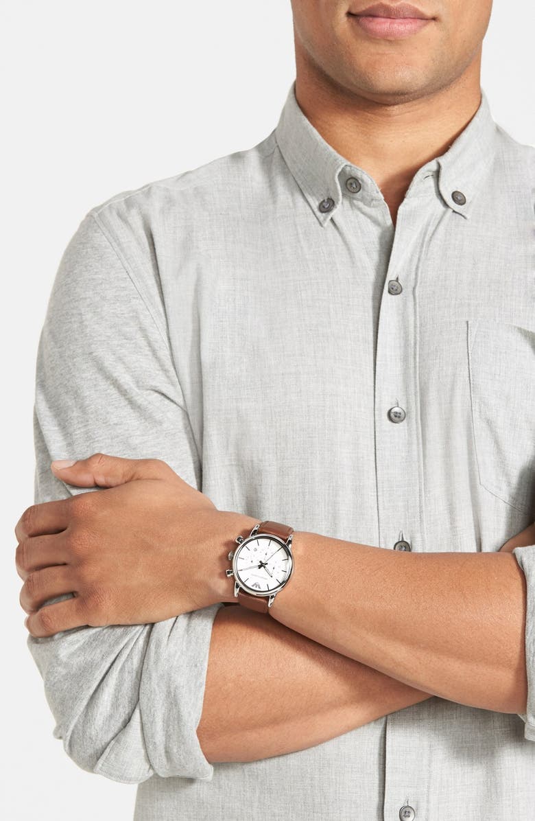 Emporio Armani Chronograph Leather Strap Watch, 41mm, Alternate, color, 