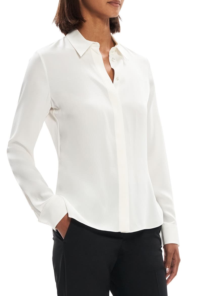 Classic Fitted Silk Shirt, Alternate, color, IVORY