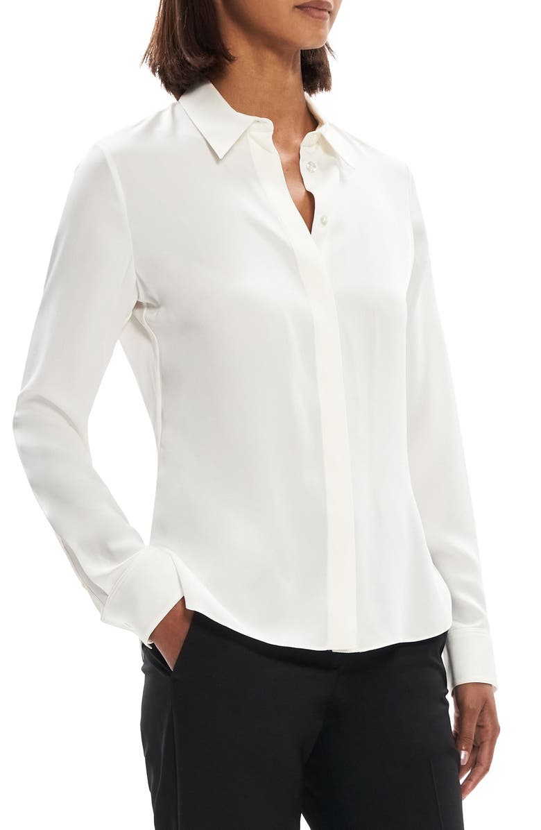 Theory Classic Fitted Silk Shirt, Alternate, color, 