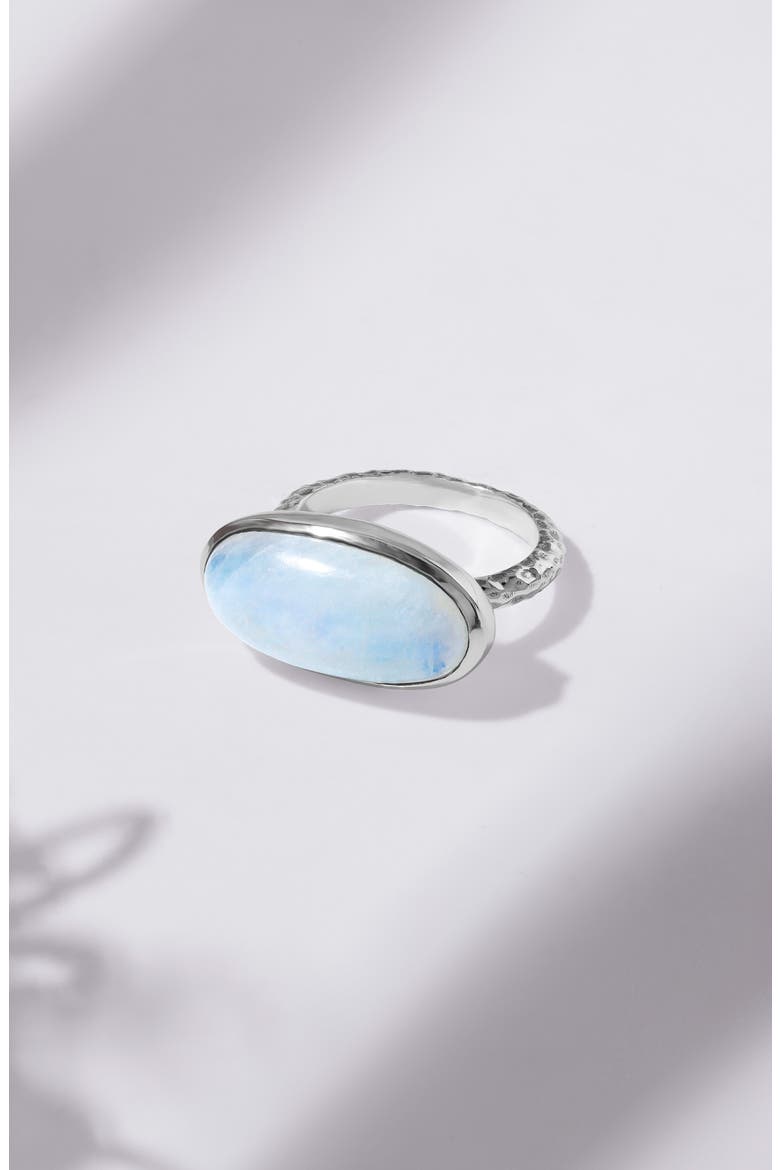 Oval Rainbow Moonstone Bezel Ring, Alternate, color, BLUE