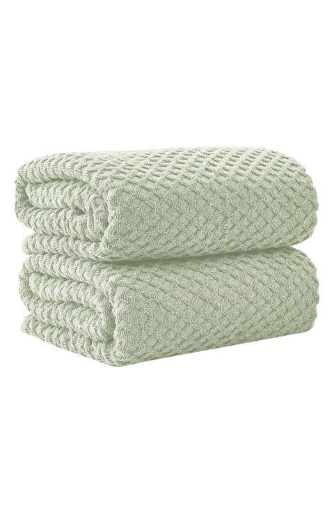 Diamond Waffle Textured 2-Piece Bath Sheet Set