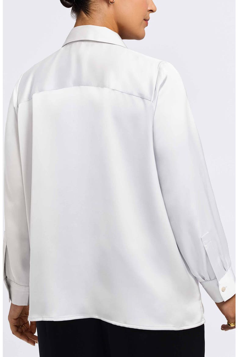 Bianca Satin Button-Up Shirt, Alternate, color, ECRU