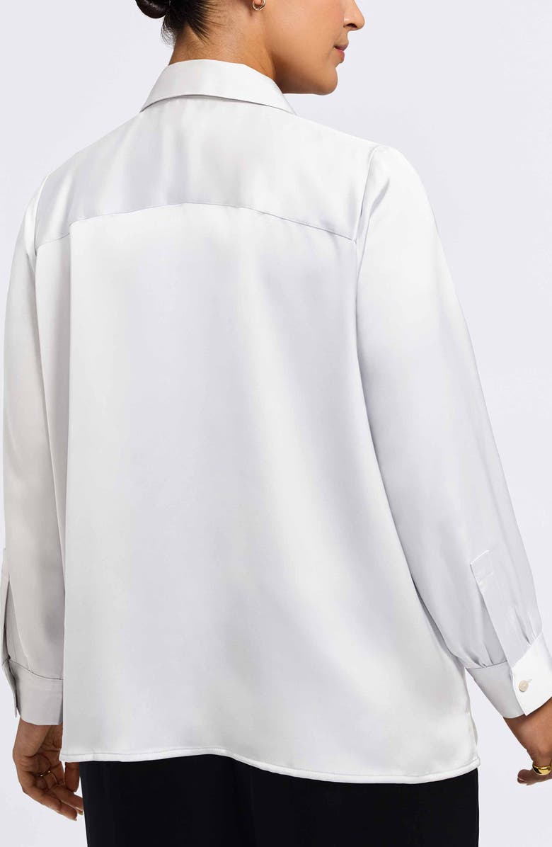 Foxcroft Bianca Satin Button-Up Shirt, Alternate, color, Ecru
