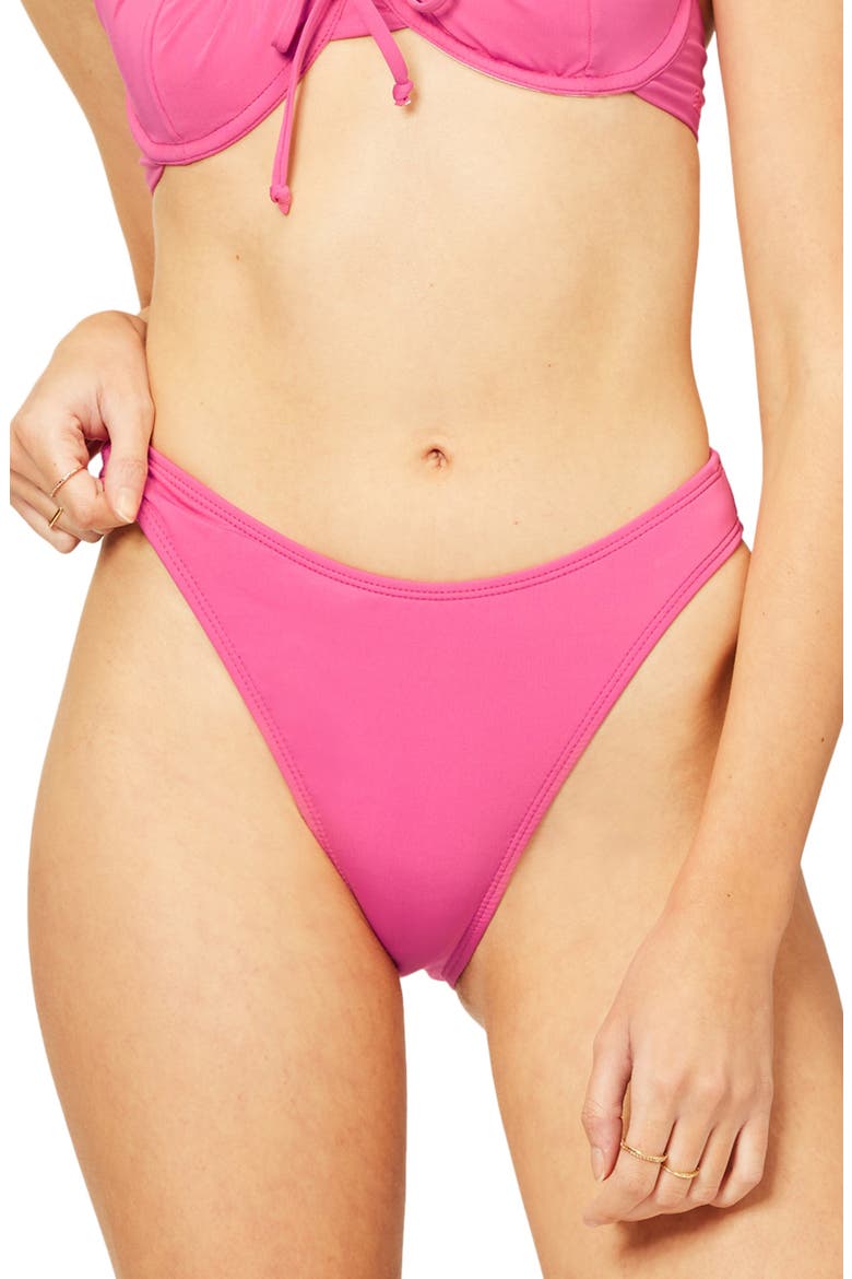 Sol Searcher Havana High Waist Bikini Bottoms, Main, color, DAHLIA