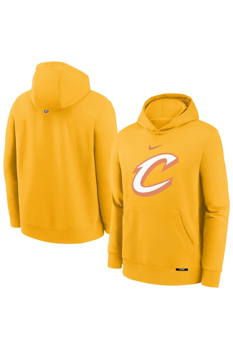 Youth Nike Yellow Cleveland Cavaliers 2025/26 City Edition Club Fleece Pullover Hoodie, Main, color, Yellow