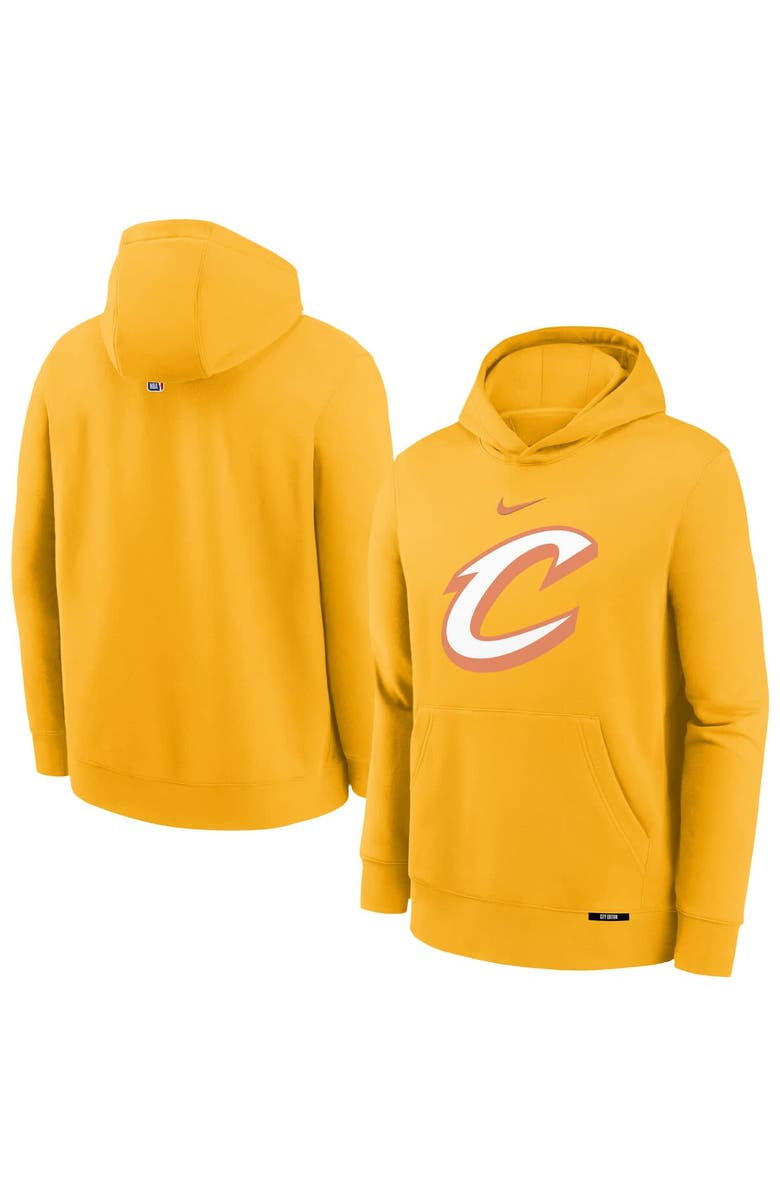 Nike Youth Nike Yellow Cleveland Cavaliers 2025/26 City Edition Club Fleece Pullover Hoodie, Main, color, Yellow
