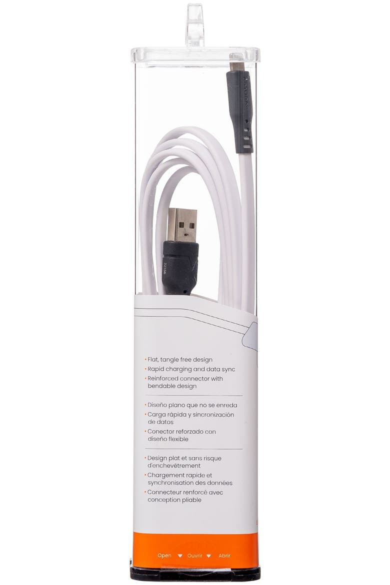 Flat USB-A to Apple Lightning High Speed Tangle-Free 6 Foot Cable, Alternate, color, White