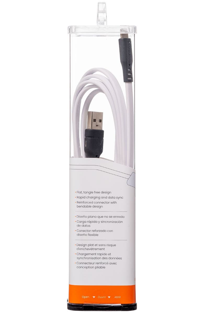 Ventev Flat USB-A to Apple Lightning High Speed Tangle-Free 6 Foot Cable, Alternate, color, White