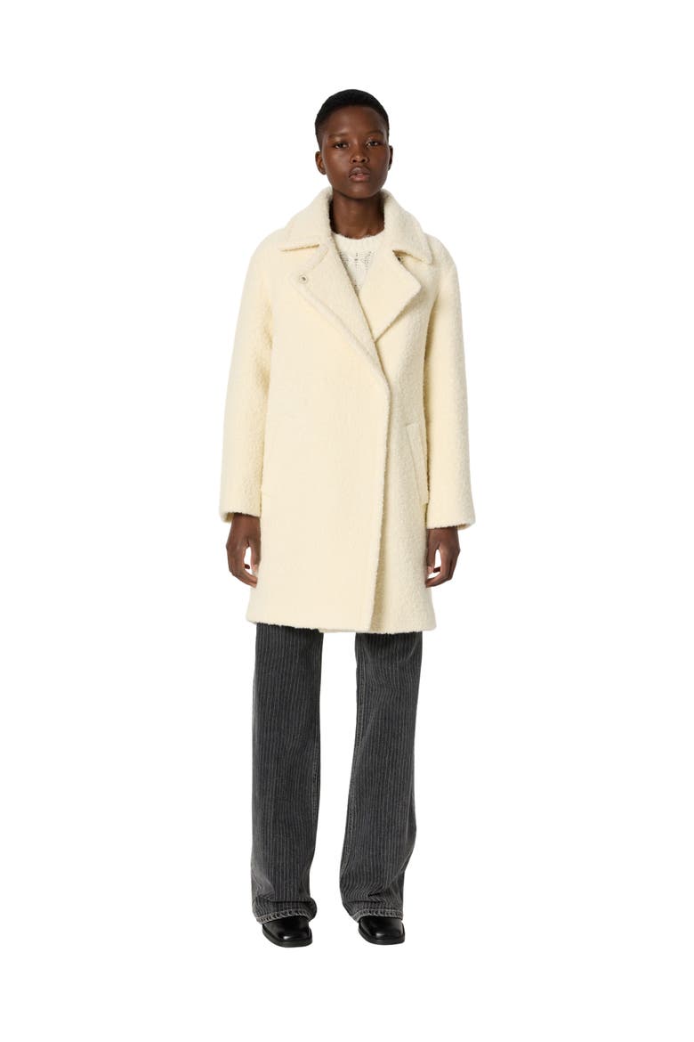 Maiwenn Bouclé Mid-Length Coat, Main, color, Ecru