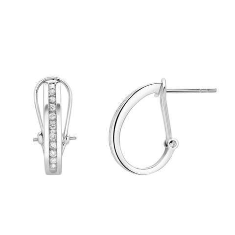 Bloom Channel Set Diamond Huggie Hoop Earrings in 14K Gold