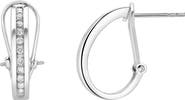 LuvMyJewelry Bloom Channel Set Diamond Huggie Hoop Earrings in 14K Gold