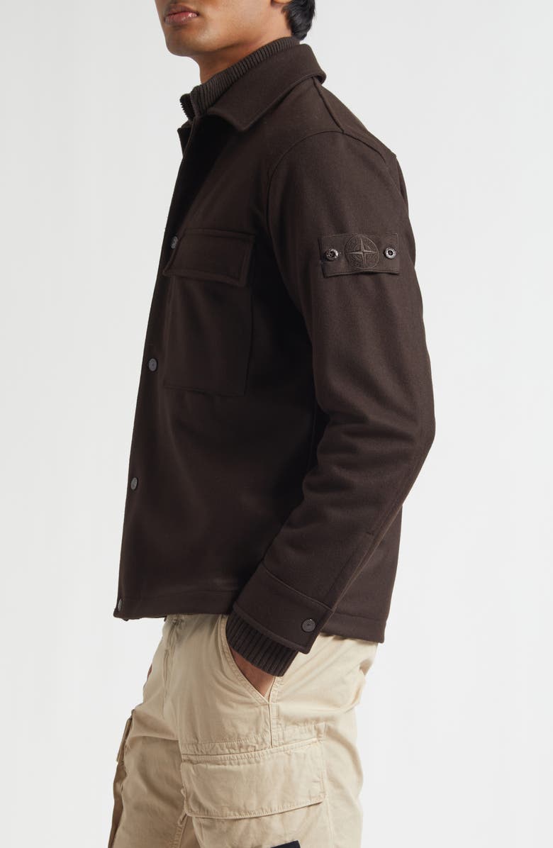 Stone Island Ghost Virgin Wool Blend Overshirt, Alternate, color, Dark Brown