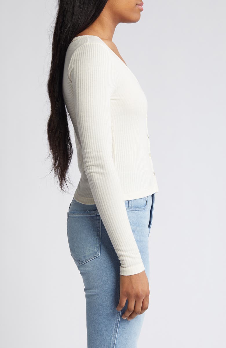 Noisy may Odette Rib Cardigan Sweater, Alternate, color, Pearled Ivory