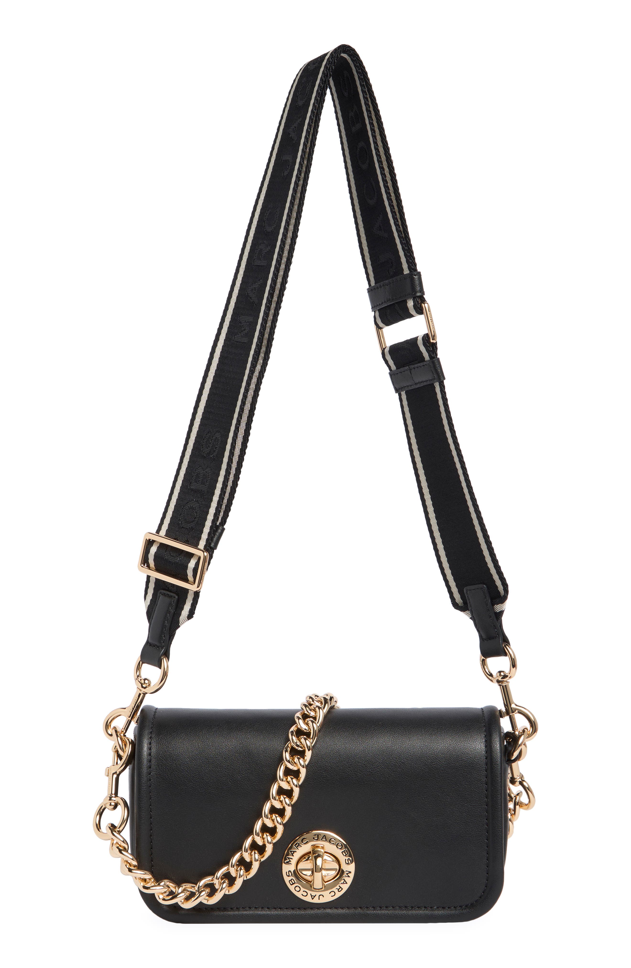 Leather Shoulder Bag, Main, color, BLACK