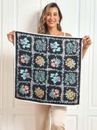 SILKSILKY Pure Silk Floral Pattern Square Scarf